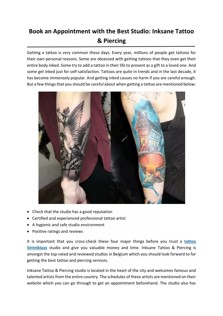 book an appointment with the best studio inksane