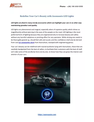 Redefine Your Car’s Beauty with Aoonuauto LED Lights