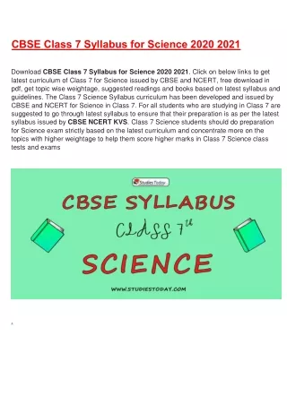 cbse class 7 syllabus for science 2020 2021
