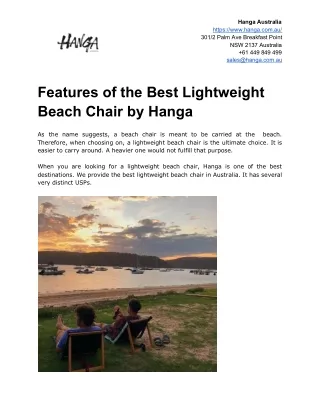 Features of the Best Lightweight Beach Chair by Hanga