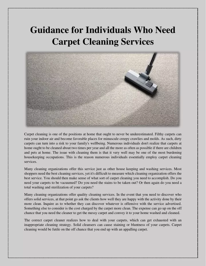 guidance for individuals who need carpet cleaning