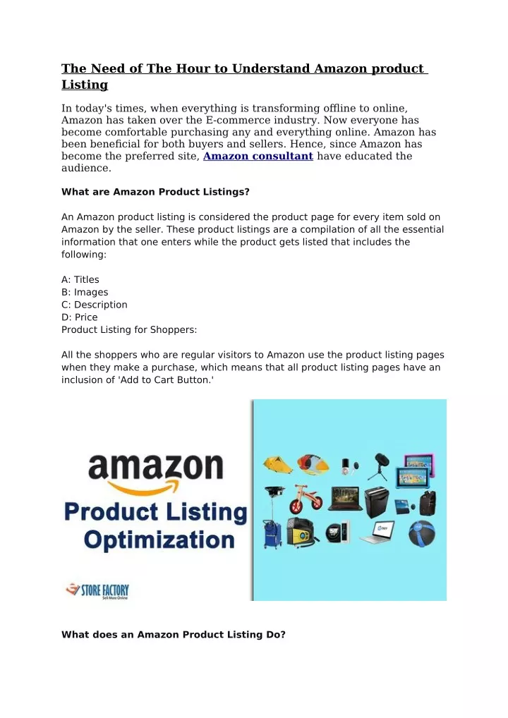 the need of the hour to understand amazon product