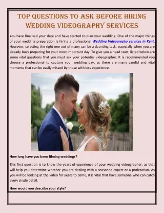 Top Questions to Ask Before Hiring Wedding Videography Services