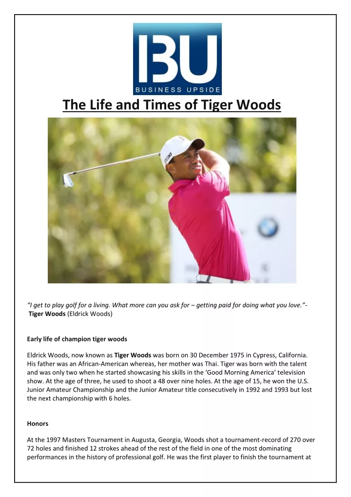 the life and times of tiger woods