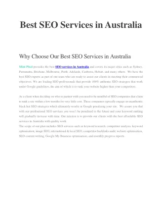 Best SEO Services in Australia - Mint Pixel