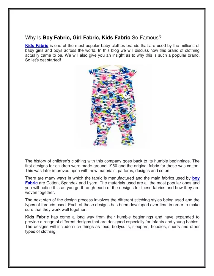 why is boy fabric girl fabric kids fabric