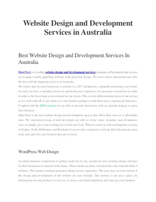Website Design and Development Services in Australia - Mint Pixel