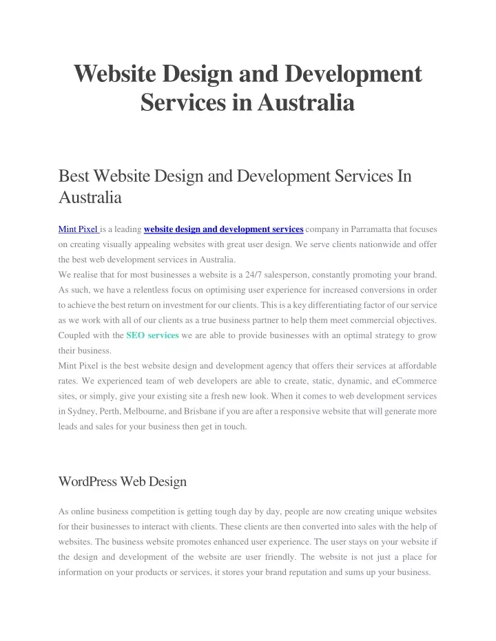 website design and development services