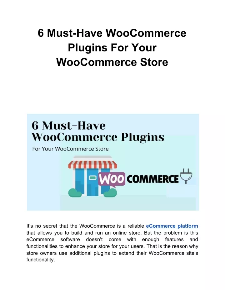 6 must have woocommerce plugins for your