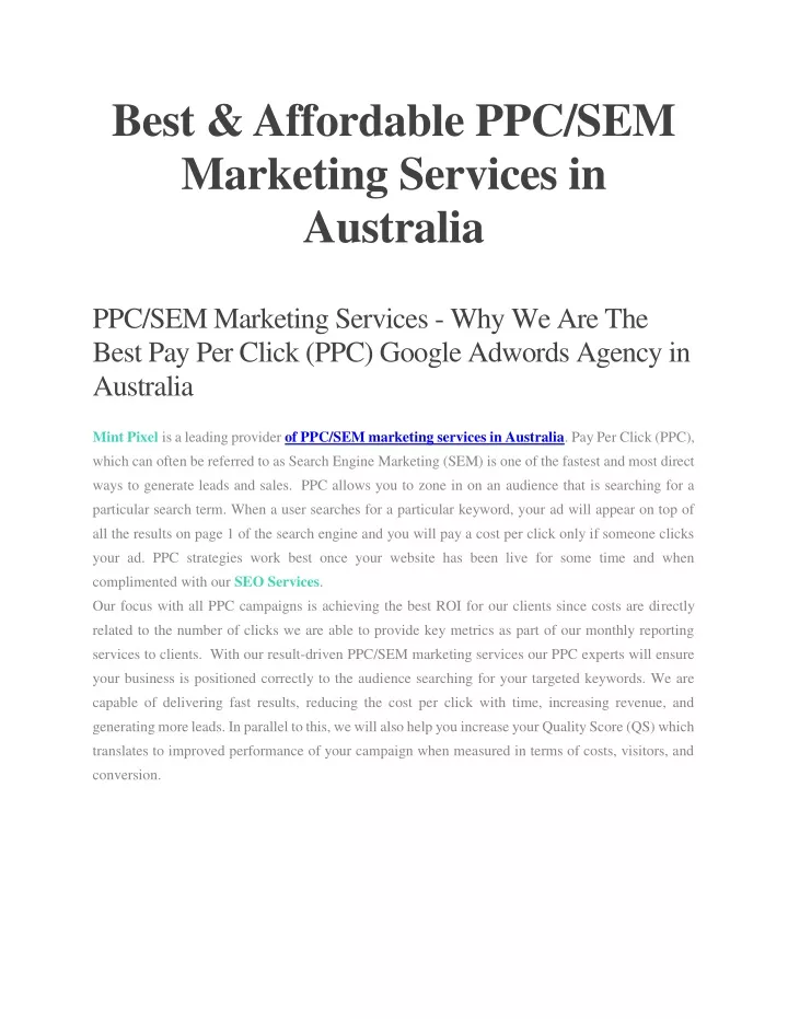 best affordable ppc sem marketing services