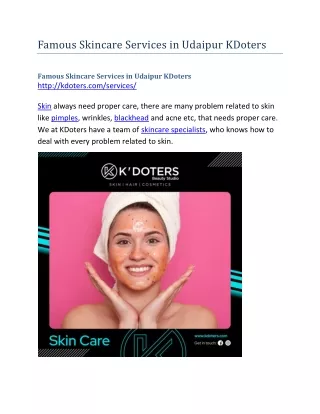 famous skincare services in udaipur kdoters