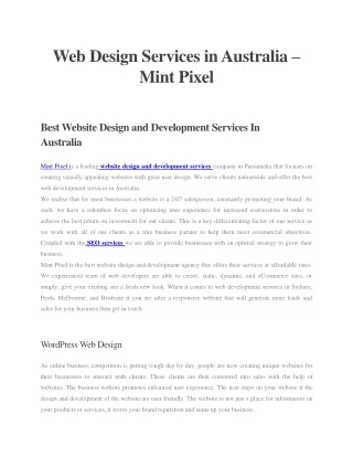 web design services in australia mint pixel