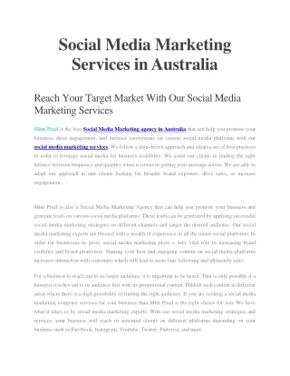 Social Media Marketing Services in Australia - Mint Pixel
