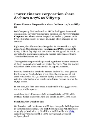 power finance corporation share declines