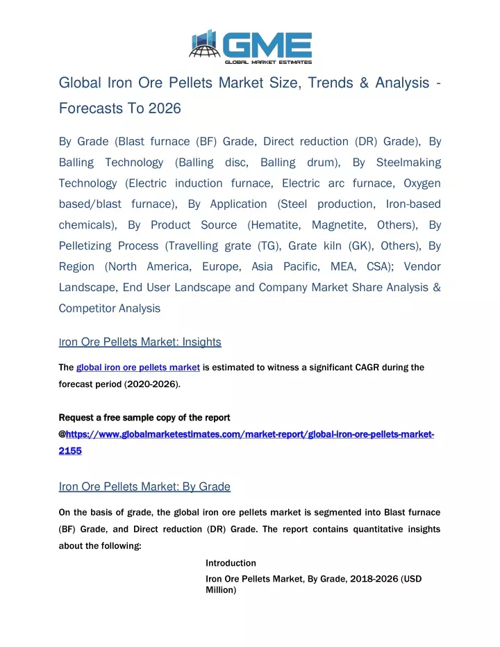 global iron ore pellets market size trends