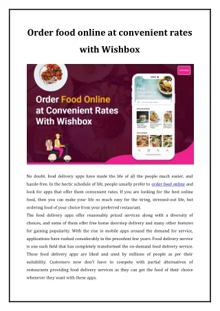 Order food online at convenient rates with Wishbox