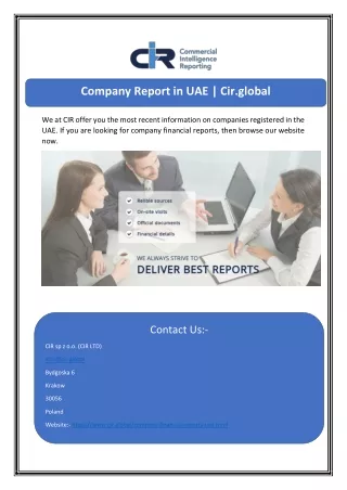 Company Report in UAE | Cir.global