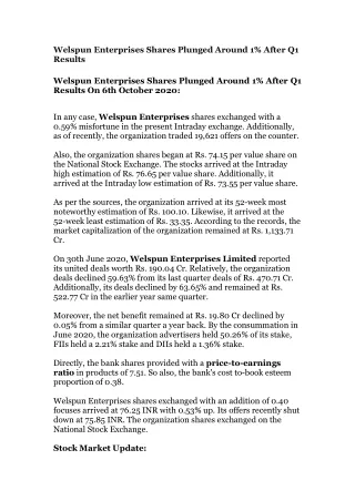 welspun enterprises shares plunged around 1 after