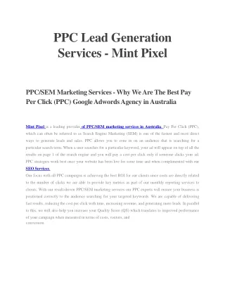 Increase Your ROI With Our Best PPC/SEM Marketing Services - PPC Lead Generation Adwords Agency