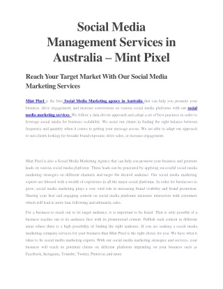 Social Media Management Services in Australia - Mint Pixel