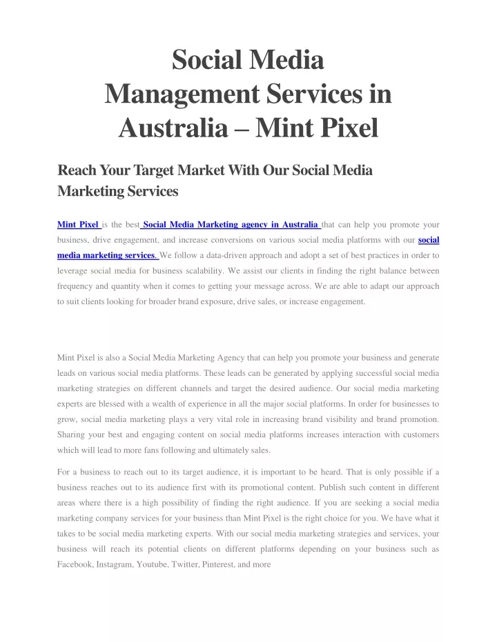 social media management services in australia