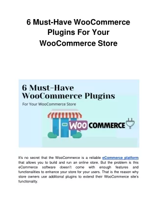 6 must have woocommerce plugins for your woocommerce store