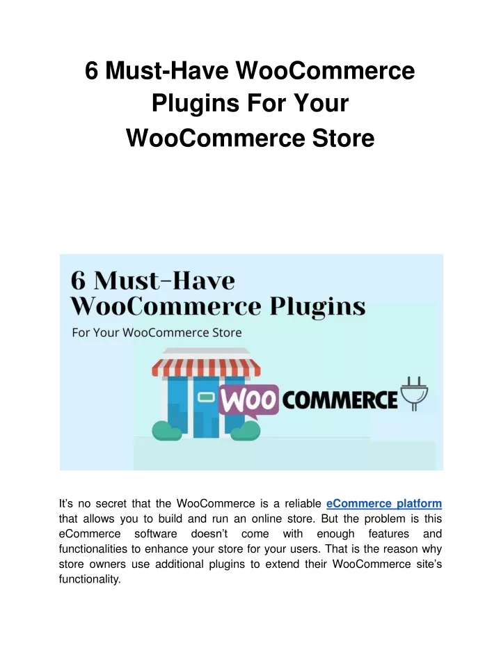 6 must have woocommerce plugins for your woocommerce store