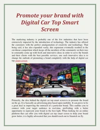 Promote your brand with Digital Car Top Smart Screen