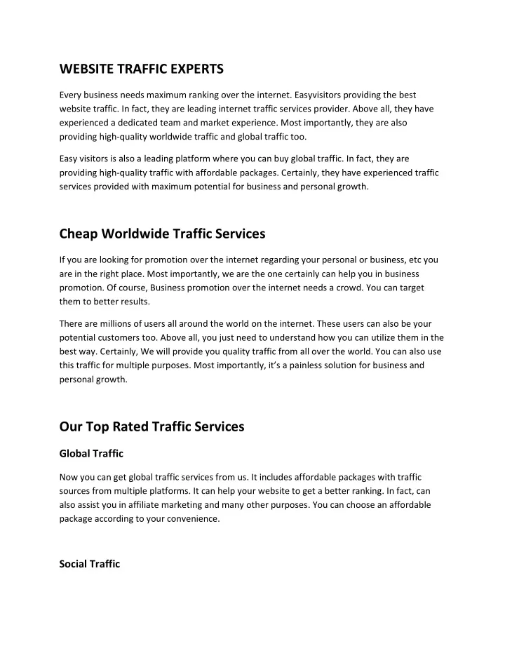 website traffic experts
