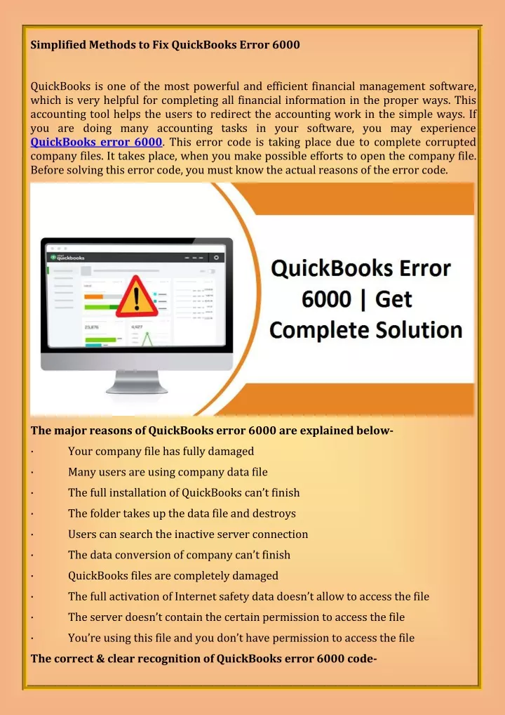 simplified methods to fix quickbooks error 6000