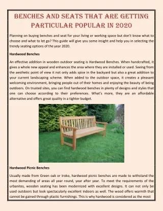 benches and seats that are getting particular