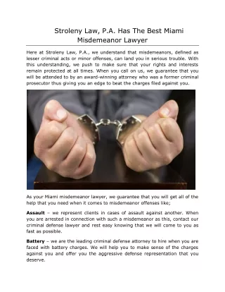 Stroleny Law, P.A. Has The Best Miami Misdemeanor Lawyer