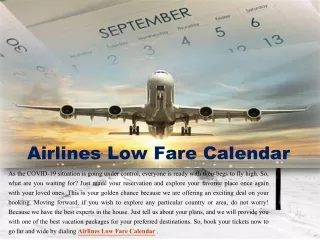 Airlines Low Fare Calendar