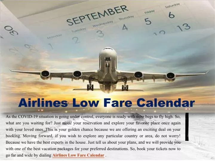 PPT Airlines Low Fare Calendar PowerPoint Presentation, free download