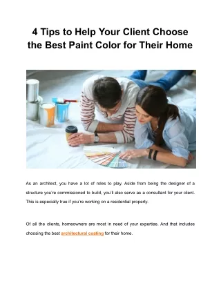 Tips to Help Your Client Choose the Best Paint Color