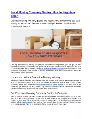 local moving company quotes how to negotiate smart