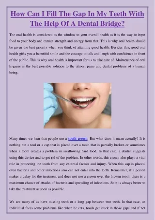 how can i fill the gap in my teeth with the help