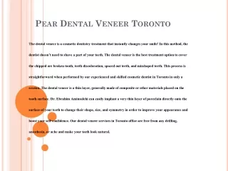 Pear Dental Veneer Toronto