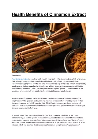 health benefits of cinnamon extract