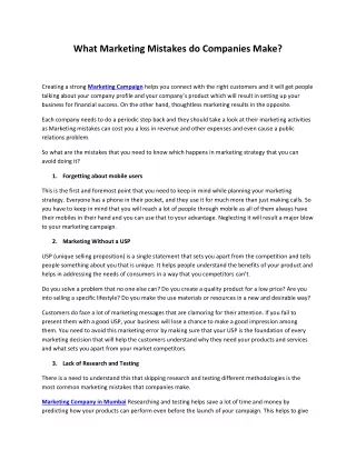 what marketing mistakes do companies make