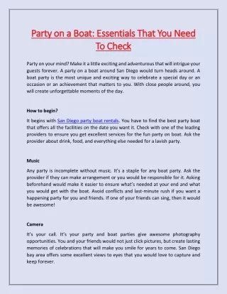 party on a boat essentials that you need party
