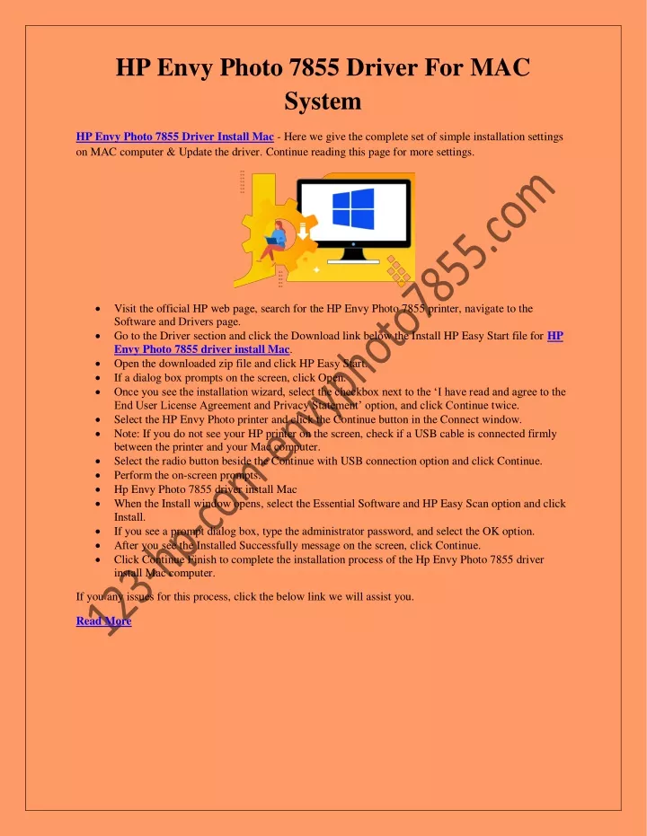 hp envy photo 7855 driver for mac system