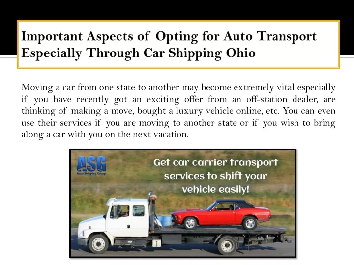 important aspects of opting for auto transport especially through car shipping ohio