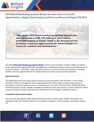 rfid blood monitoring systems market revenue