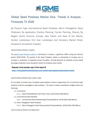 global seed potatoes market size trends analysis