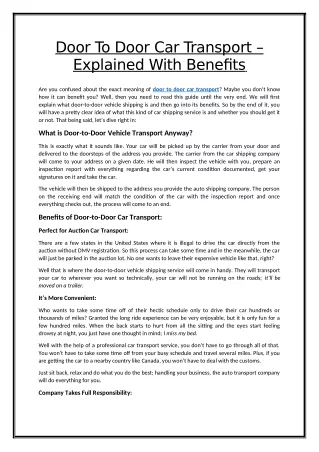 door to door car transport explained with benefits
