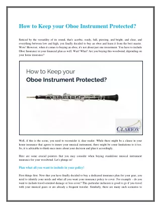How to keep your oboe instrument protected