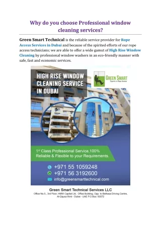 Why do you choose Professional window cleaning services?