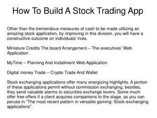 How To Build A Stock Trading App