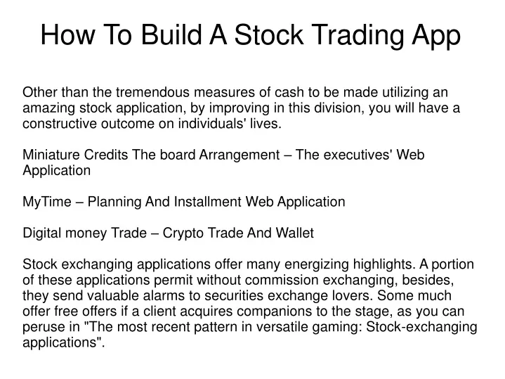 how to build a stock trading app